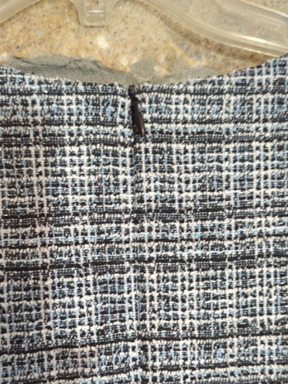 Taylor Blue and White Tweed Mini Dress - Picture 5 of 10